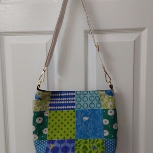Patchwork Shoulder Bag - Blue and Green